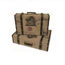 ファブリックスーツケース 2個セットアンティーク調 収納ケース おしゃれ グレー 幅38~46