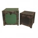 ツールボックス型ケース 2個セット アンティーク調 収納ケース グリーン ブラウン 幅32~40