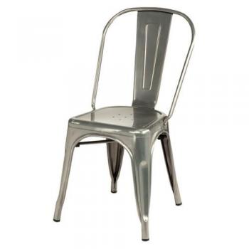 メタルチェア ダイニング 椅子 スチール シルバーメッキ インダストリアル モダン 高さ84