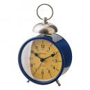 置き時計 デスク テーブル 卓上 スチール ガラス プラスチック ネイビー目覚まし時計 高さ15.5