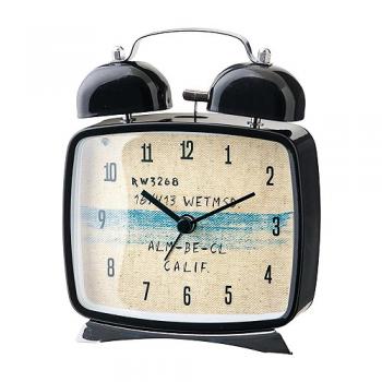 置き時計 デスク テーブル 卓上 スチール ガラス プラスチック ブラック目覚まし時計 高さ12.5