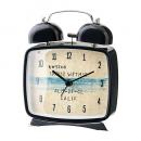 置き時計 デスク テーブル 卓上 スチール ガラス プラスチック ブラック目覚まし時計 高さ12.5