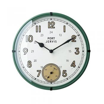 掛け時計 置き時計 グリーン お部屋のイメージチェンジ アルミ ガラス ミリタリー 直径25.5