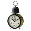 置き時計 デスク テーブル 卓上 スチール ガラス プラスチック イエロー 目覚まし時計 高さ19