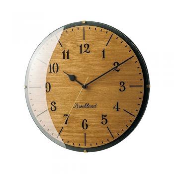 電波掛け時計 アンティークウッド モダン おしゃれ ブラック ガラス ナチュラル 直径30