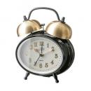 置き時計 デスク テーブル 卓上 スチール ガラス プラスチック ブラック目覚まし時計 高さ17