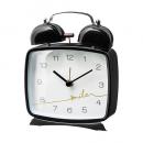 置き時計 デスク テーブル 卓上 スチール ガラス プラスチック ブラック目覚まし時計 高さ12.5
