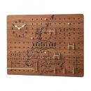 掛け時計 アンティークウッド モダン おしゃれ ブラウン ガラス ナチュラル ペグボード 幅42.5