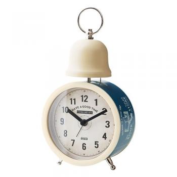 置き時計 デスク テーブル 卓上 スチール ガラス プラスチック ブルー 目覚まし時計 高さ19