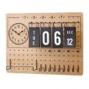 掛け時計 アンティークウッド おしゃれ 日めくりカレンダー ペグボード ライトブラウン 幅42.5