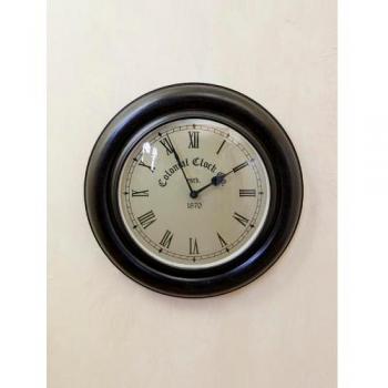 10インチクロック ダーク 壁掛け 時計 アンティーク調 おしゃれ ガラス マンゴーウッド 天然木