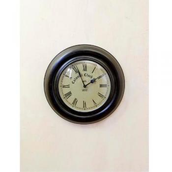 8インチクロック ダーク 壁掛け 時計 アンティーク調 おしゃれ ガラス マンゴーウッド 天然木