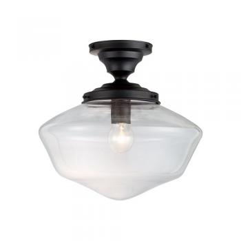 イーストカレッジシーリングランプ Lサイズ 白熱球付き ブラック×クリア おしゃれ 直径33