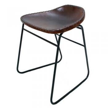 レザースツール ダークブラウン 水牛 本革 かっこいい 椅子 おしゃれ ハンドメイド 高さ52