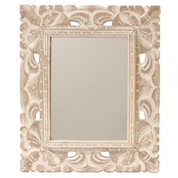 ウッドレリーフミラーL ナチュラル鏡 壁掛け エレガント おしゃれ フレーム アンティーク調 幅60