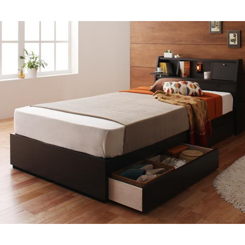 照明・コンセント付き収納ベッド【Miana】ミアーナ【国産ポケットコイルマットレス付】