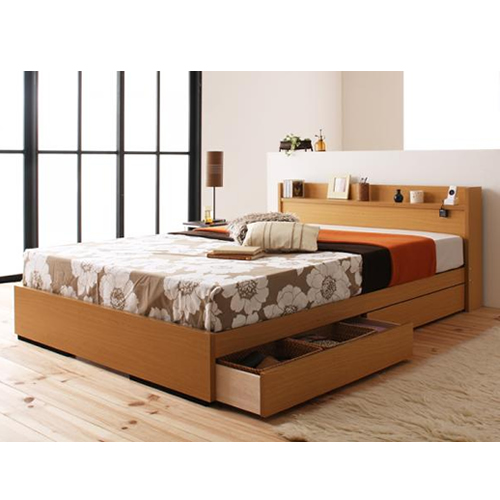 コンセント付き収納ベッド【Silly】シリー【ボンネルコイルマットレス付き】