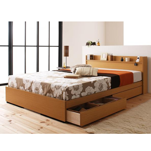 コンセント付き収納ベッド【Mona】モナ【ボンネルコイルマットレス付き】