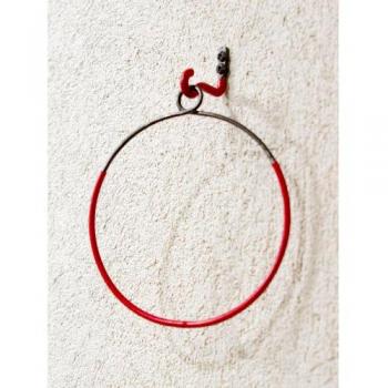 ワイヤ-タオルハンガー PE赤 3個セット レッド 壁掛 ハンガー おしゃれ ラウンド型 シンプル