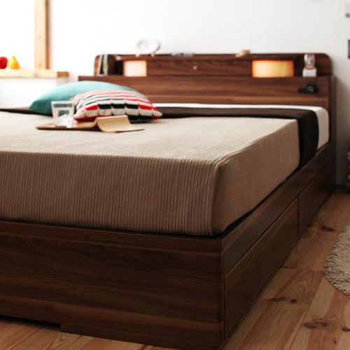 照明・コンセント付き収納ベッド【Comfa】コンファ【ポケットコイルマットレス付き】