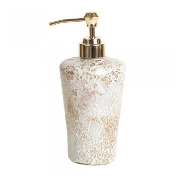 クラッシュモザイクディスペンサー ホワイト ガラス エレガント おしゃれ 上品 直径8