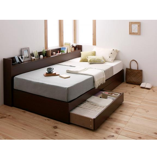 サイドボードタイプ・コンセント付き収納ベッド【alto】アルト【ボンネルコイルマットレス付き】