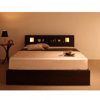 モダンライト・コンセント収納付きベッド【Viola】ヴィオラ【ボンネルコイルマットレス付き】