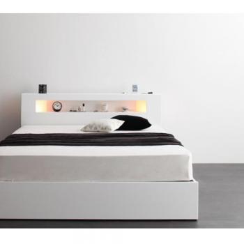 モダンライト・コンセント収納付きベッド【Cher】シェール【フレームのみ】