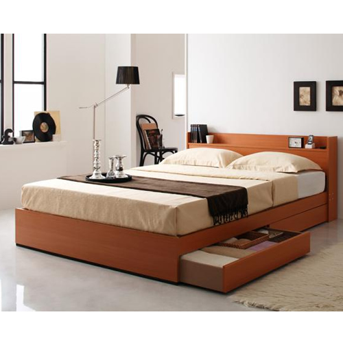 コンセント付き収納ベッド【Ever】エヴァー【マルチラススーパースプリングマットレス付き】