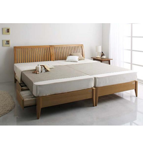 タモのデザインパネルすのこベッド【Kurva】カルヴァ/引き出あり【国産ポケットコイルマットレス付】