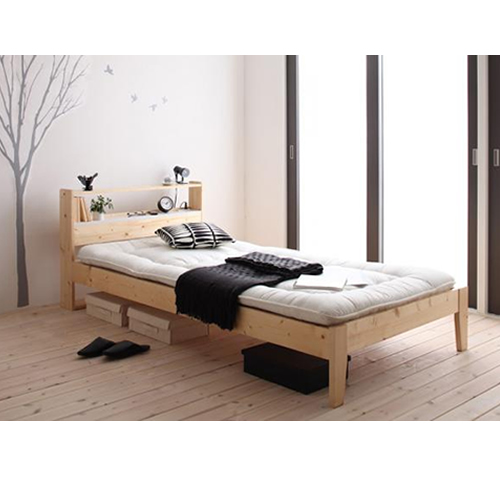 北欧デザインコンセント付きすのこベッド【Stogen】ストーゲン(ナチュラル)