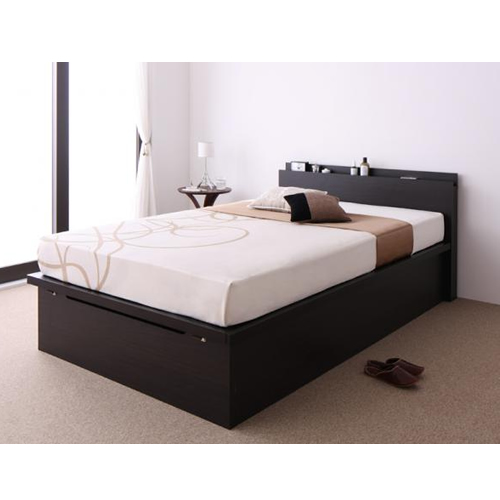 コンセント付き・ガス圧式跳ね上げ収納ベッド【Gransta】グランスタ【ポケットコイルマットレス付】