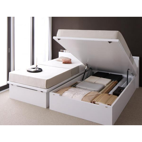 コンセント付き・ガス圧式跳ね上げ収納ベッド【GROSSO】グロッソ【ボンネルコイルマットレス付き】