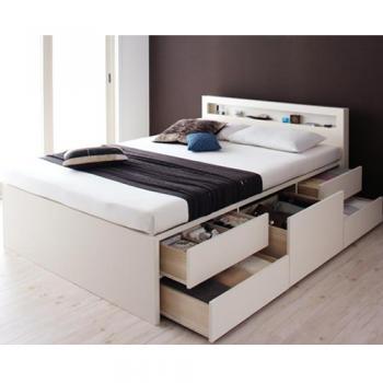 棚・コンセント付きチェストベッド【Lagest】ラジェスト【三つ折りポケットコイルマットレス付き】