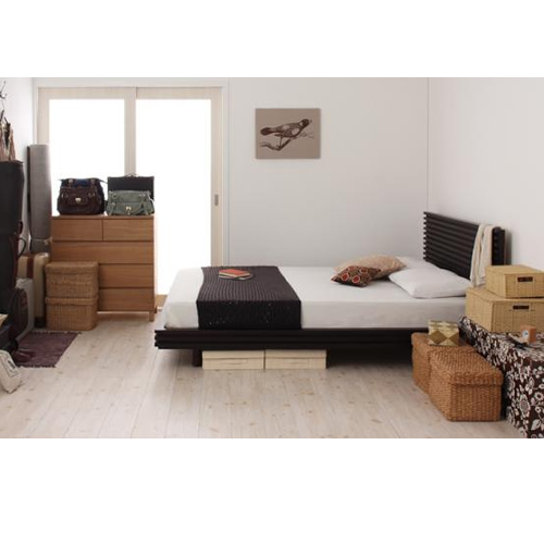 棚・コンセント付きチェストベッド【Lagest】ラジェスト【三つ折りポケットコイルマットレス付き】