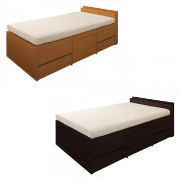 棚・コンセント付きチェストベッド【Taffy】タフィ【三つ折りポケットコイルマットレス付】