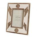 シェルモチーフフォトフレーム マンゴーウッド 木製 おしゃれ アンティーク調 エレガント 縦24