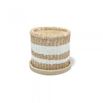 ボーダージュートポットB ホワイト プランター 鉢 2個セット セメント おしゃれ 直径13