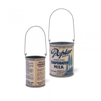 ヴィンテージリメイク缶-10 set2 プランター メッキ 紙 アイボリー おしゃれ 直径7~9