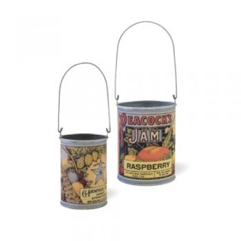 ヴィンテージリメイク缶-12 set2 プランター メッキ 紙 オレンジ おしゃれ 直径7~9