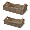 ブリティッシュオールドウッドボックスA set2 ナチュラル プランタースタンド 幅56~66