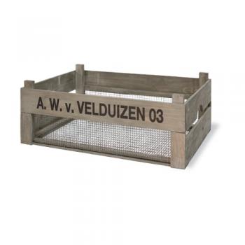 J.W.メッシュボックスL 2個セット 木製 プランタースタンド アンティーク調 グレー 幅51