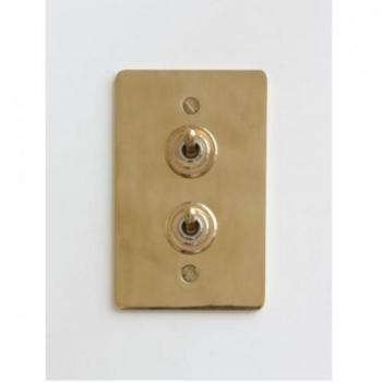 真鍮プレート2スイッチ 照明器具 スイッチプレート おしゃれ ゴールド 高さ120