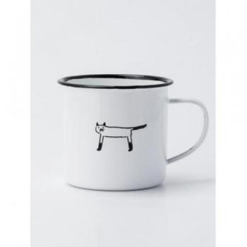 ねこマグカップ② 2個セット ホワイト キッチン用品 かわいい ホウロウ おしゃれ 300ml