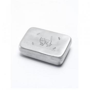 アルミレクタングルコンテナ ネコ M おしゃれ シルバー 小物入れ アンティーク調 幅110