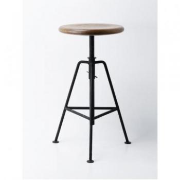スツールアジャスター インダストリアル 椅子 おしゃれ アイアン 木製 高さ470~700