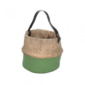 CEMENT BASKET POT ALMOND GREEN Lプランター バスケット 高さ19.5