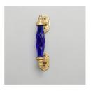 ハンドル(ガラス) ダークブルー DIY アンティーク調 ブラス 真鍮 おしゃれ 引手 長さ14