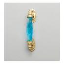 ハンドル(ガラス) ライトブルー DIY アンティーク調 ブラス 真鍮 おしゃれ 引手 長さ14