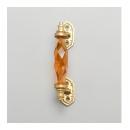 ハンドル(ガラス) オレンジ DIY アンティーク調 ブラス 真鍮 おしゃれ 引手 長さ14